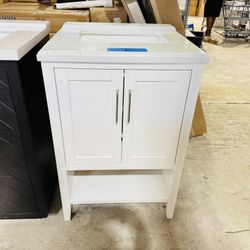 24 in. Bath Vanity White with Marble Vanity Top in white  $349 