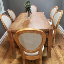 New 7 Piece Modern Sturdy Solid Dining Set