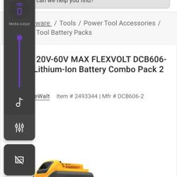 2 DeWalt Flex Volt Batteries 