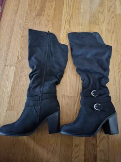 Brand New Suede Boots 3 Inch Heel Wide Calf
