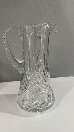 Vintage Crystal Clear Glass Pitcher with Elegant Swirl Design