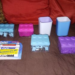 Stackable Binder Cip And Paper Clip Cubes And Pencil Cups Dry Erase Markets $5 Each