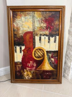 Music Oil Painting On Canvas Gold Frame Art