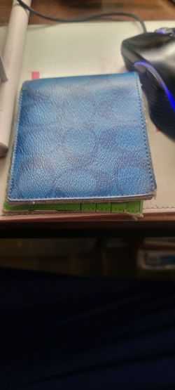 Blue Bifold Wallet with Green Interior