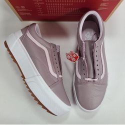 Vans Old Skool Stacked Platform Tumbled Leather Sneakers Women Size 10.5
