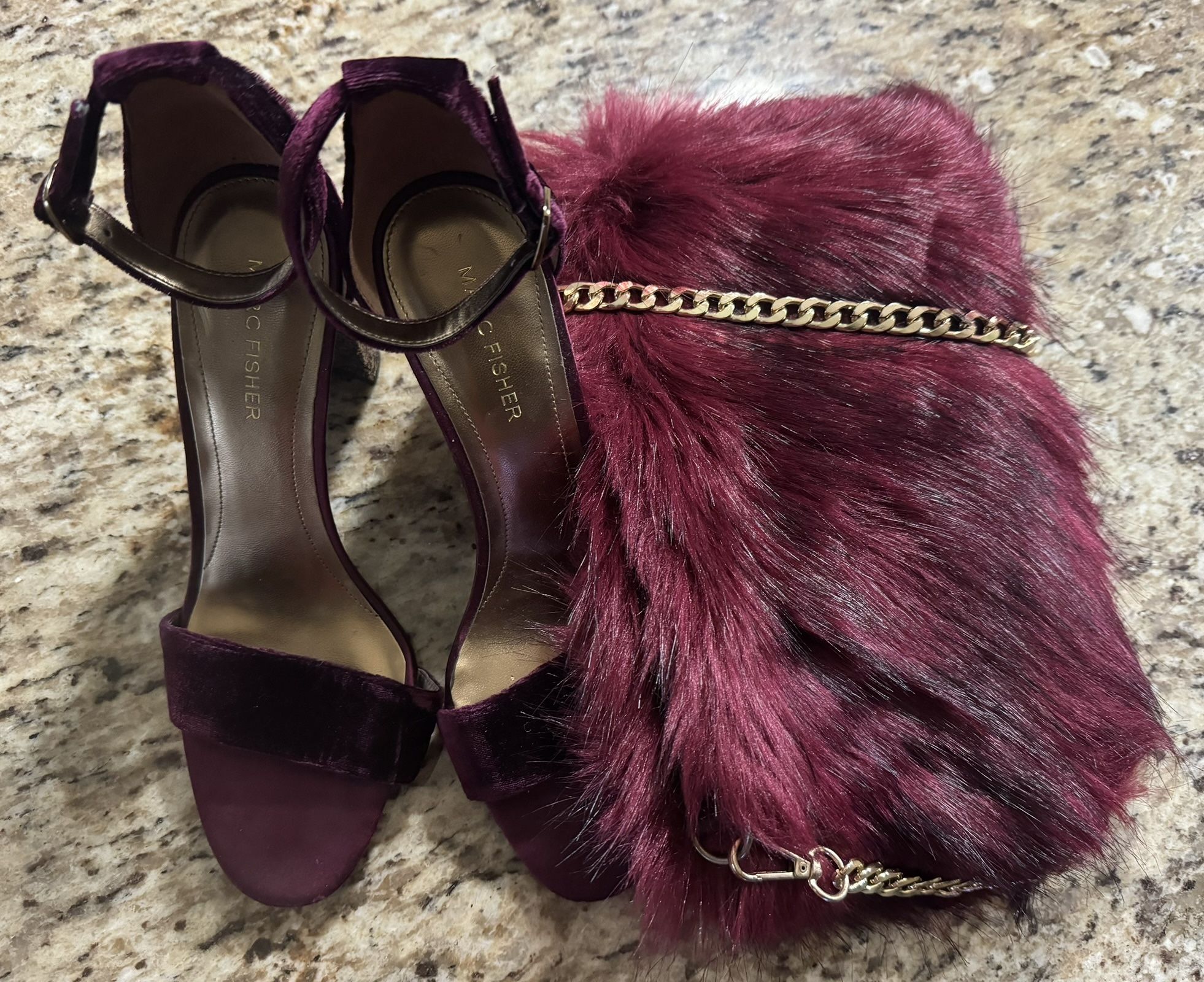 Suede heeled sandals(burgundy) size 9 & Bag(burgundy) 