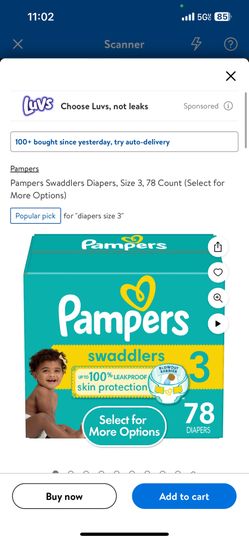 Pampers Swaddlers Diapers, Size 3, 78 Count