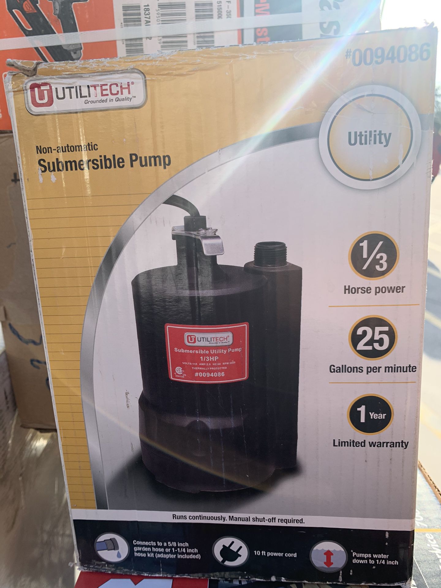 Utilitech 1/3 submersible pump