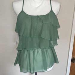 Cute Green Three Tiered Halter Top Size Small