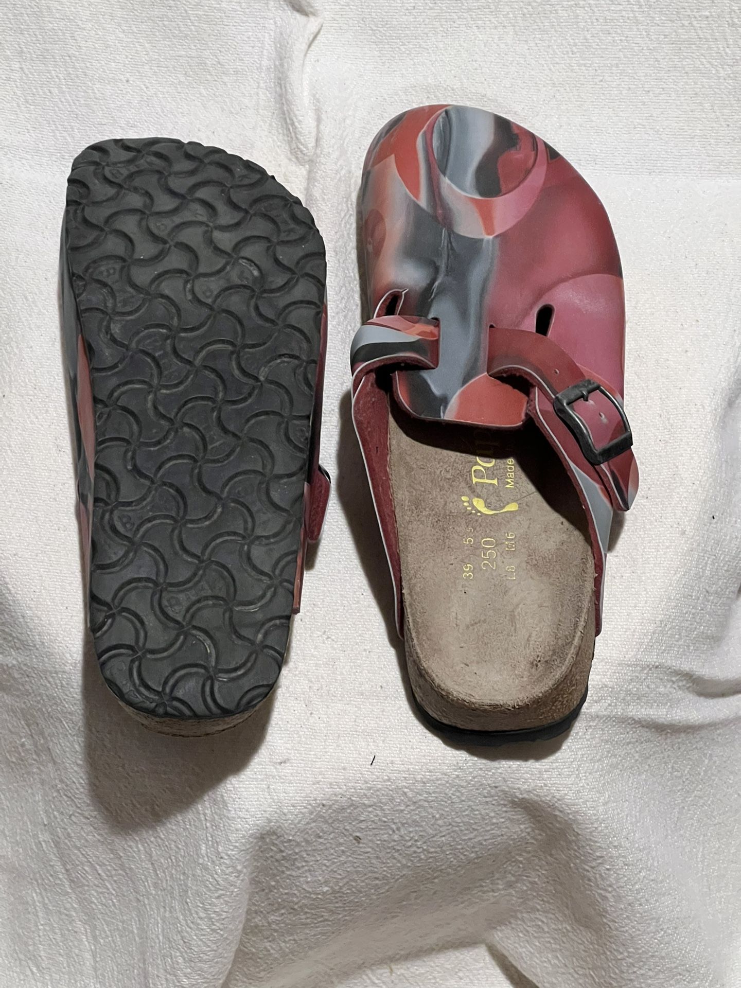 Birkenstock “papillio” - Red sci-fi bubbles/paint design