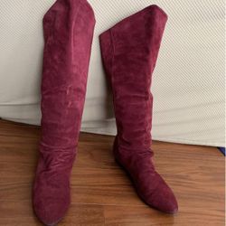 Maroon Suede Boots