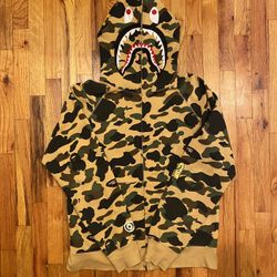 Bape Yellow Camo PONR Shark Hoodie
