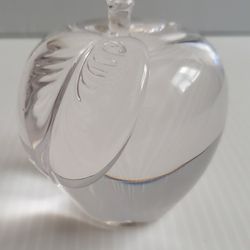 Vintage Handcrafted Clear art Glass Apple With Leaf 