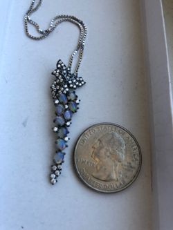 Ethiopian opal on black Rhodium pendant necklace 18’