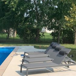 4 outdoor patio chaise lounge chairs, pool furniture loungers 