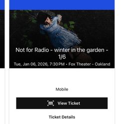 The Marías Rear Floor Ticket — Row EE (Fox Theater Oakland)