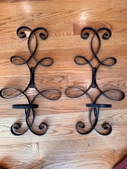 Pair Extra Large Iron  Scrolled Wall Sconces