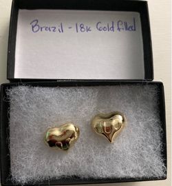 18K Gold Filled Heart Earrings-NEW