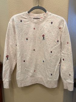 Scotch & Soda Women Multicolor Floral Embroidered Crewneck Sweatshirt Size XS