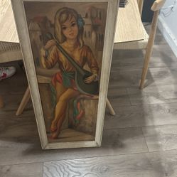 Vintage Framed Painting Maio Mid Century 60s 50s