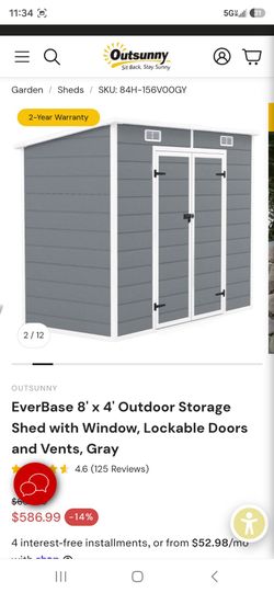 Outsunny EverBase 8x4 Outdoor Storage Shed Gray
