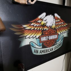 Harley Davidson Custom Sign Lights Up.