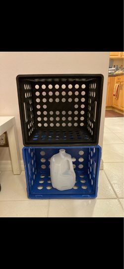 PAIR Of Stackable File Crates Plastic Bin w/ Cutout Handles, Letter / Legal-sized File Storage