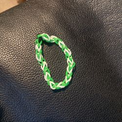 Green And White RainbowLoom Bracelets