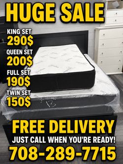 Huge sale for Mattress And Box Twin size #mattress and box 150.$ full 190$ Queen 200$ king 290$. free delivery free set up 708….289…7715… cash or Zell