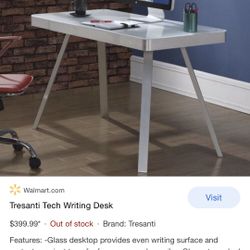 Tempered Glass White Modern Desk