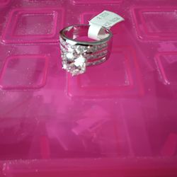 Crystal silver plated ring