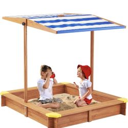Kids Wooden Outdoor Sandbox 