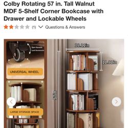 57” Rotating Bookcase Bookshelf 