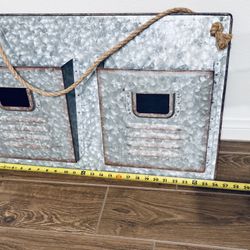 Christmas Wall Mail Organizer Bin Storage Magazine Hanging Metal Shelf With Rope