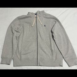 Grey Polo Zip Up Hoodie