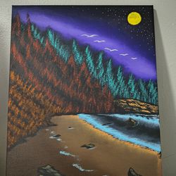 Nocturnal Beach By Sandross Painting Decorative Canvas Bob Ross