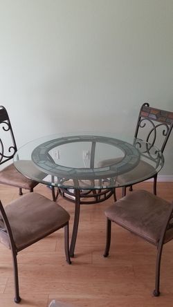 Ashely furniture round Glass Table & Chairs