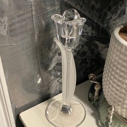 Mikasa Spring Aria Crystal Candlestick Frosted Tulip shaped