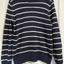 Men’s Medium 100% Cotton Blue/White Striped J. Crew Sweater