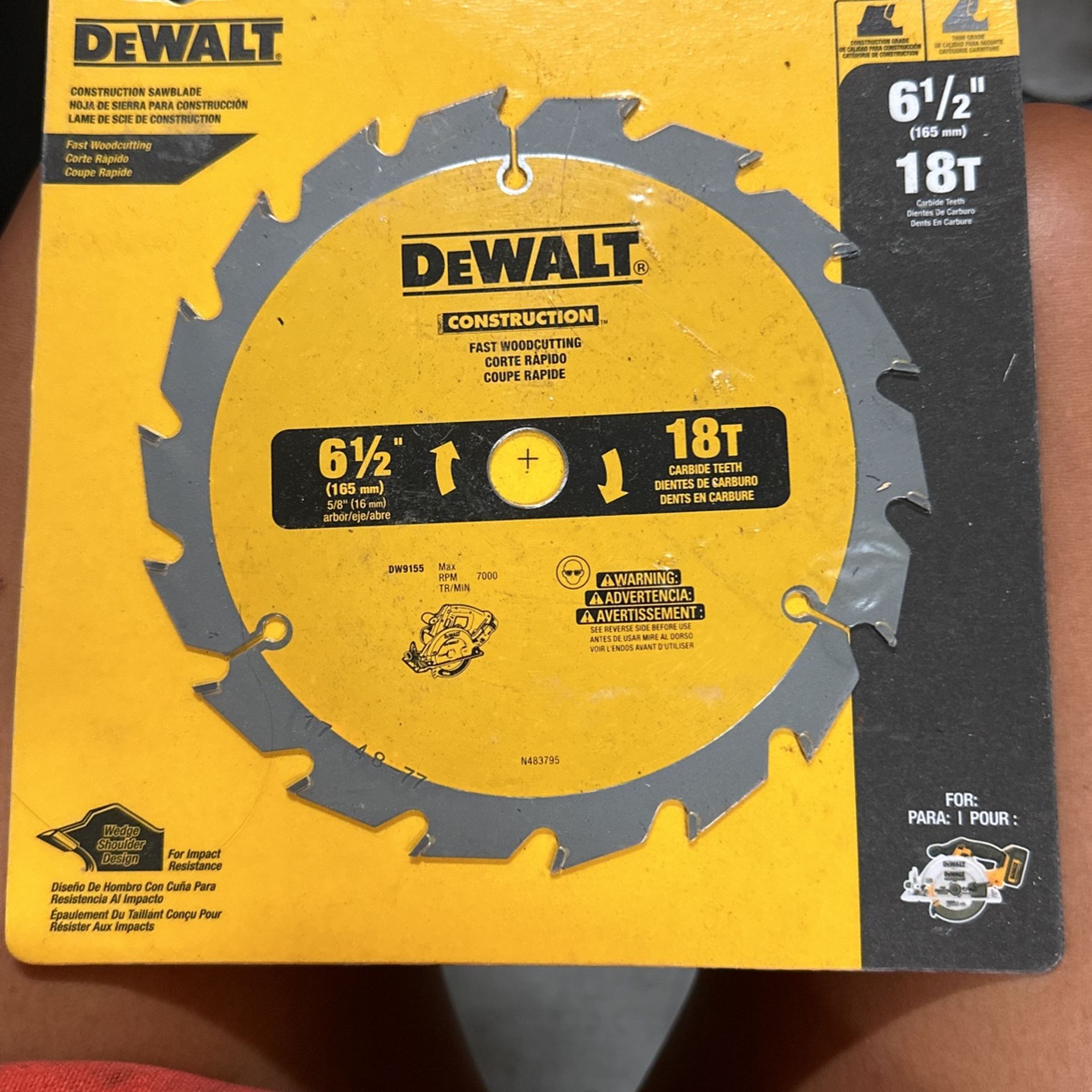 New Dewalt 6.5” 18T General Purpose Blade
