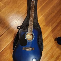 Left Handed Blue Acoustic Guitar 