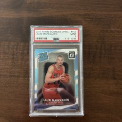 LAURI MARKKANEN 2017 Panini Donruss Optic Rated Rookie RC PSA 9 CHICAGO BULLS