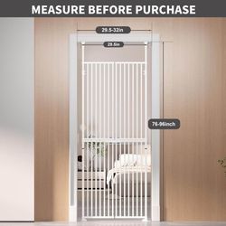 Adjustable Tall Cat Gate Pet Gate for 25.6''-40.6'' Wide No Pressure Mounted