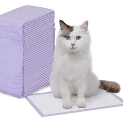 Amazon Basics Cat Litters Pee Pads, 35  Count, Universal Fit for Litter Box, Odor Control with Fresh Scent, Purple and White 