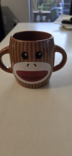 Galerie Brand Sock Monkey Mug with Double Handles 4" tall