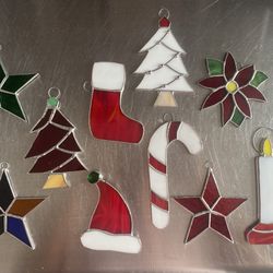 PACK of 10: Chirstmas Ornaments Real Stained Glass