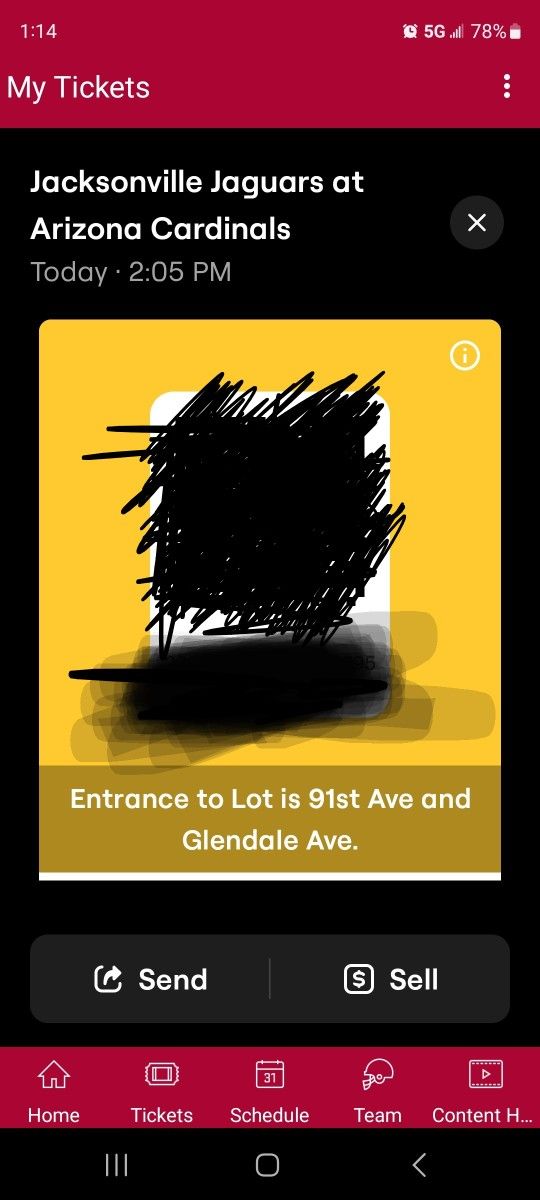 Arizona Cardinals Parking Pass 11/23