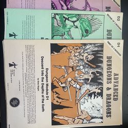 1978 Advanced Dungeons And Dragons Modules D1, D2, D3 No Writing, Good Condition 