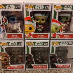 Funko Pop Pops Star Wars Christmas Lot of 6 with Chase and Mini Advent Calendar Pops