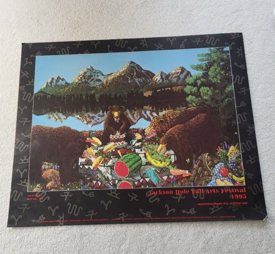 Jackson Hole Fall Arts Festival 1995 Poster "Out To Lunch" Anne Coe 1990 24x30
